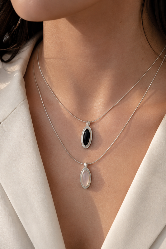 925 Sterling Silver Geometric Pendant Necklace